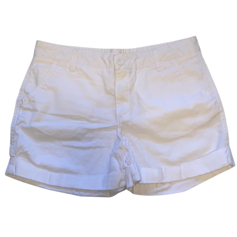 Vintage faded Glory Linen Shorts White Rolled hem Size 8 Beachy